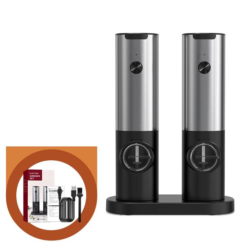 Rechargeable Salt and Pepper Grinder Set, Gravity Electric Pepper and Salt
